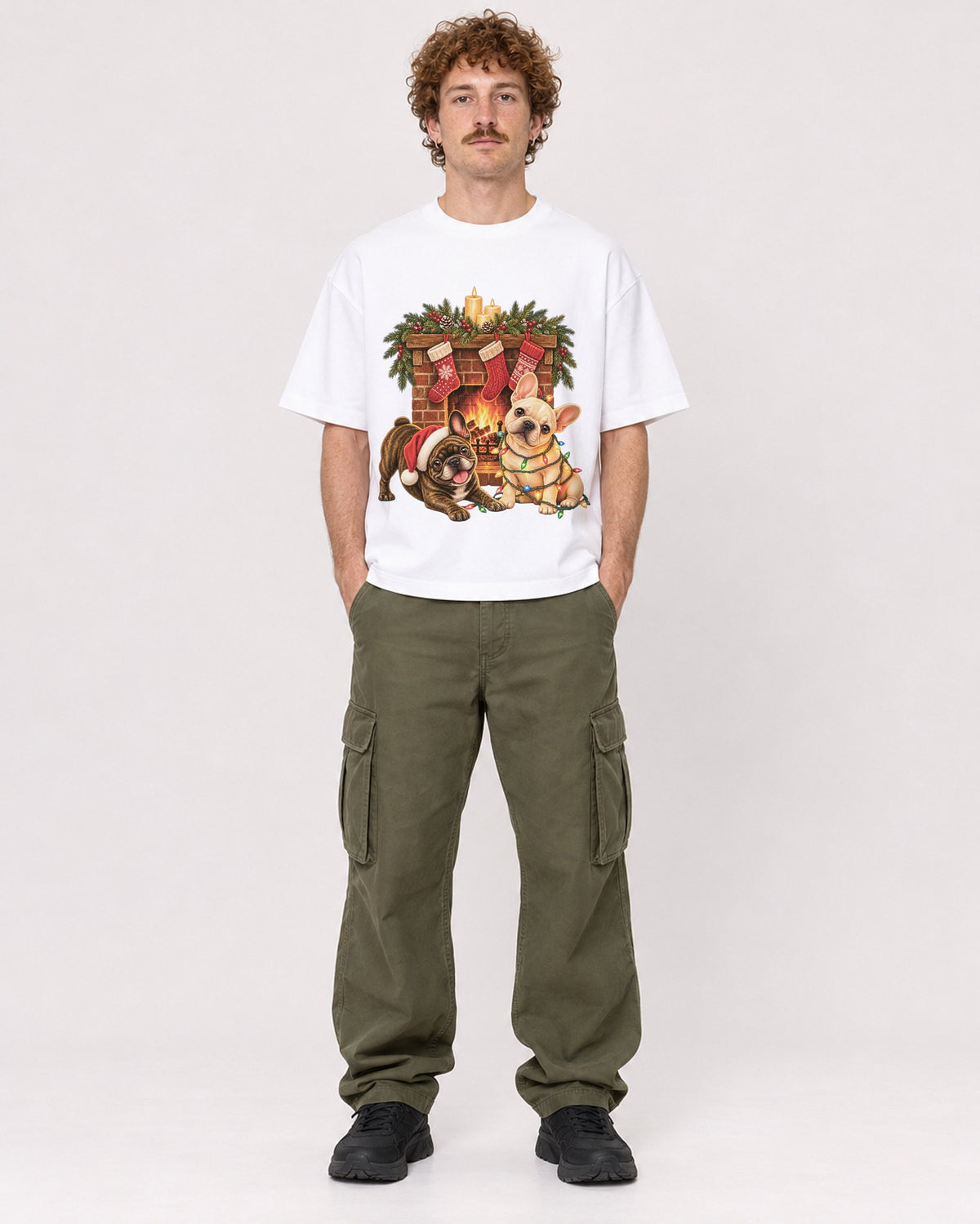 Mockup Boxy Heavyweight Tee White male full-body 09