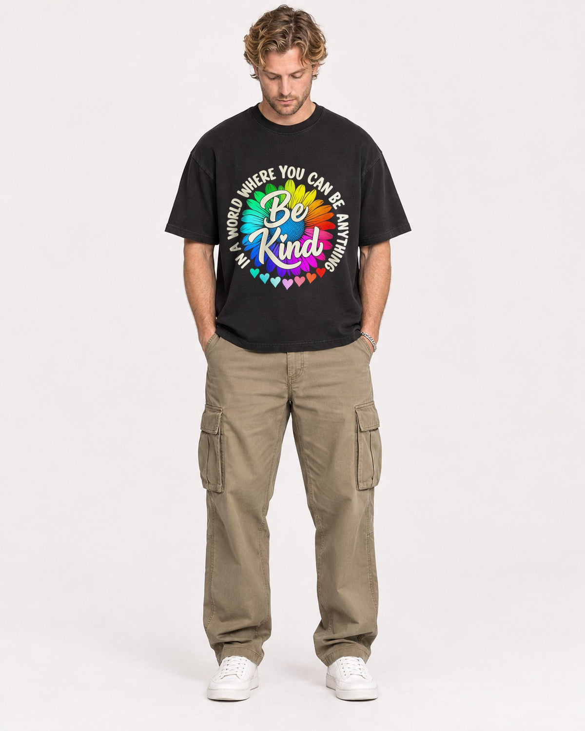 Mockup Boxy Heavyweight Tee Black male full-body 28