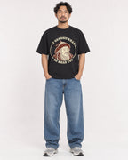 Mockup Boxy Heavyweight Tee Black male full-body 02