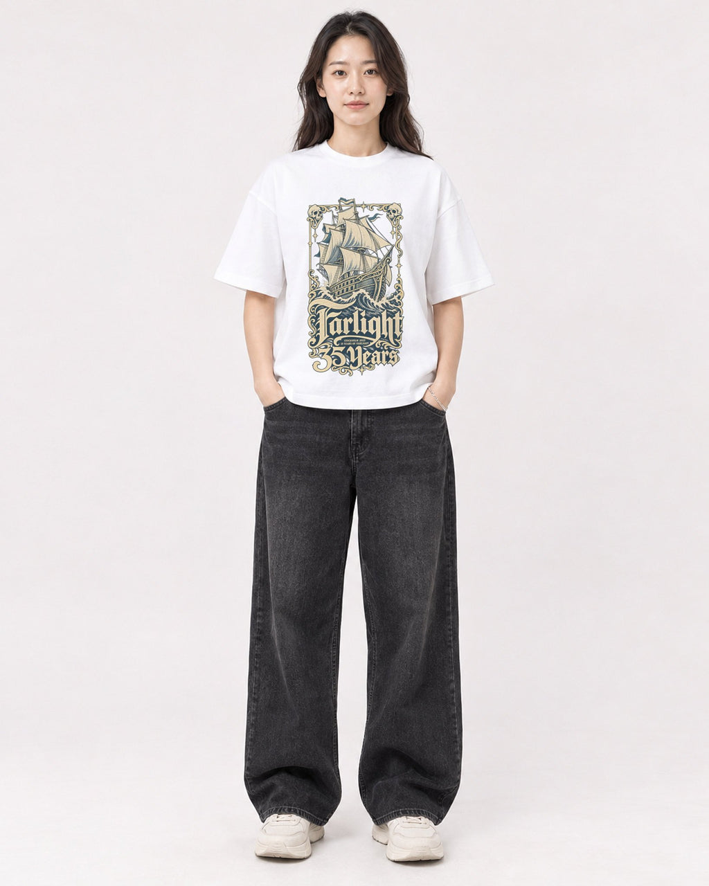 Mockup Boxy Heavyweight Tee White female full-body 03