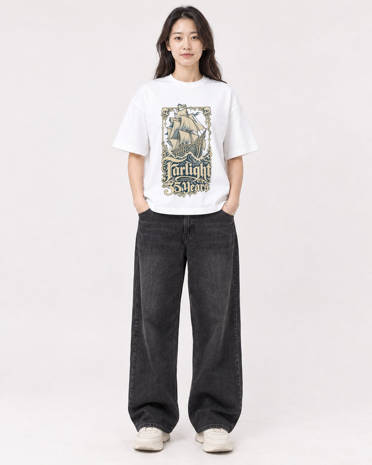 Mockup Boxy Heavyweight Tee White female full-body 03