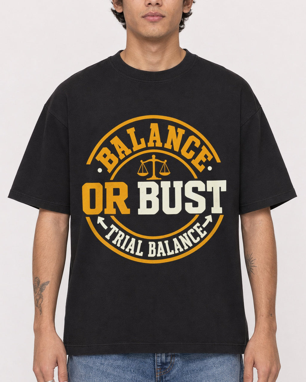 Mockup Boxy Heavyweight Tee Black male close-up 06