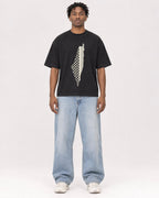 Mockup Boxy Heavyweight Tee Black male full-body 05