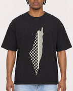 Mockup Boxy Heavyweight Tee Black male close-up 05
