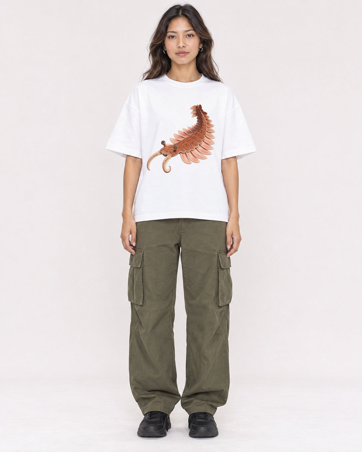 Mockup Boxy Heavyweight Tee White female full-body 02