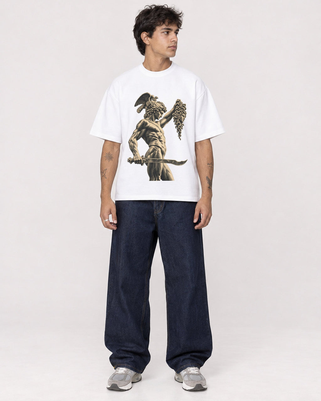 Mockup Boxy Heavyweight Tee White male full-body 06