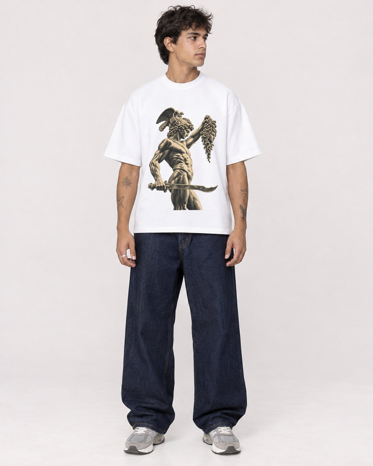 Mockup Boxy Heavyweight Tee White male full-body 06