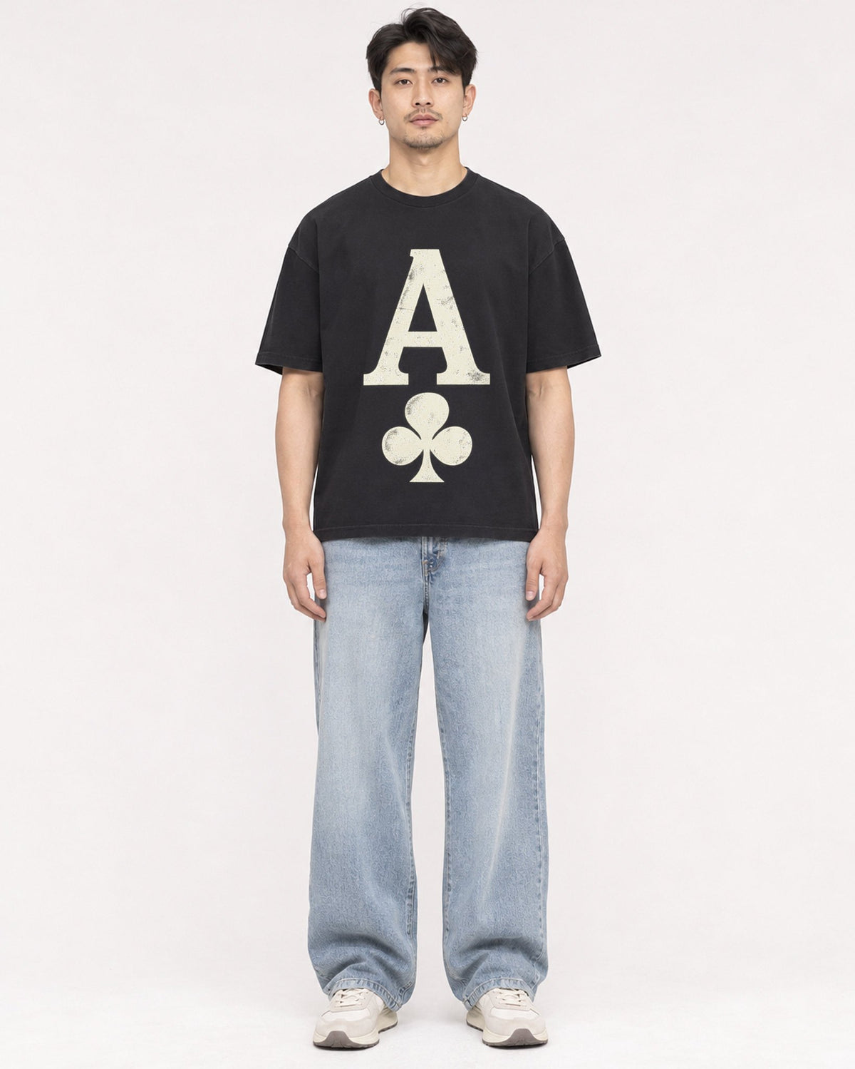 Mockup Boxy Heavyweight Tee Black male full-body 13