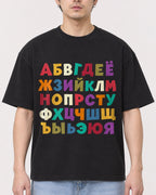 Mockup Boxy Heavyweight Tee Black male close-up 13