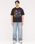Mockup Boxy Heavyweight Tee Black male full-body 13