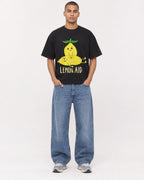 Mockup Boxy Heavyweight Tee Black male full-body 50