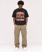 Mockup Boxy Heavyweight Tee Black male full-body 24