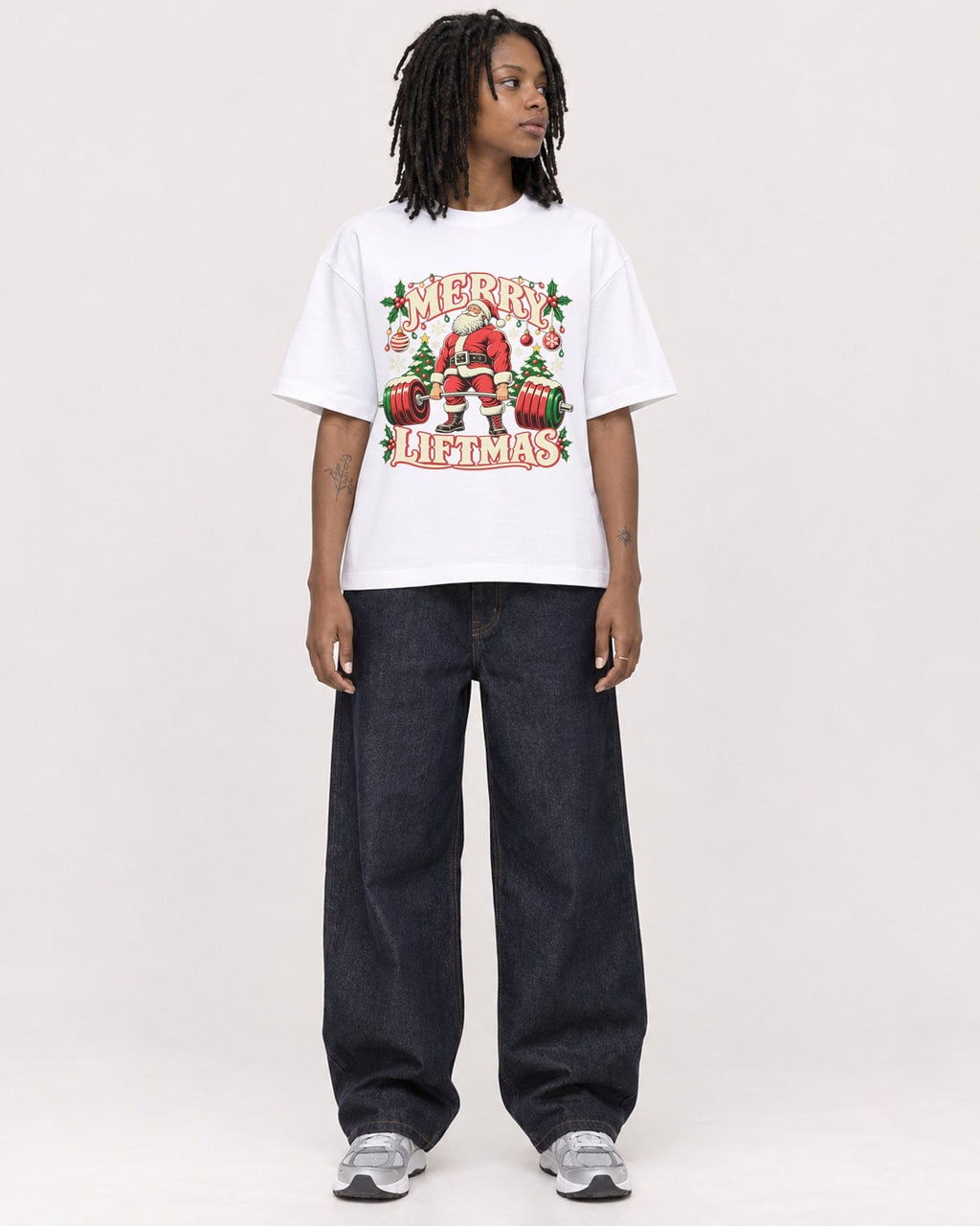 Mockup Boxy Heavyweight Tee White female full-body 24