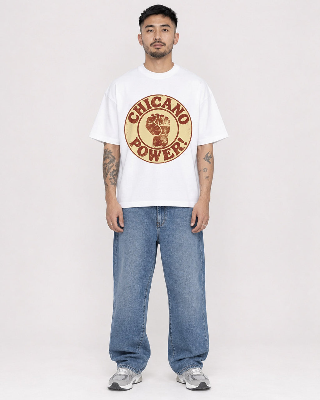 Mockup Boxy Heavyweight Tee White male full-body 12