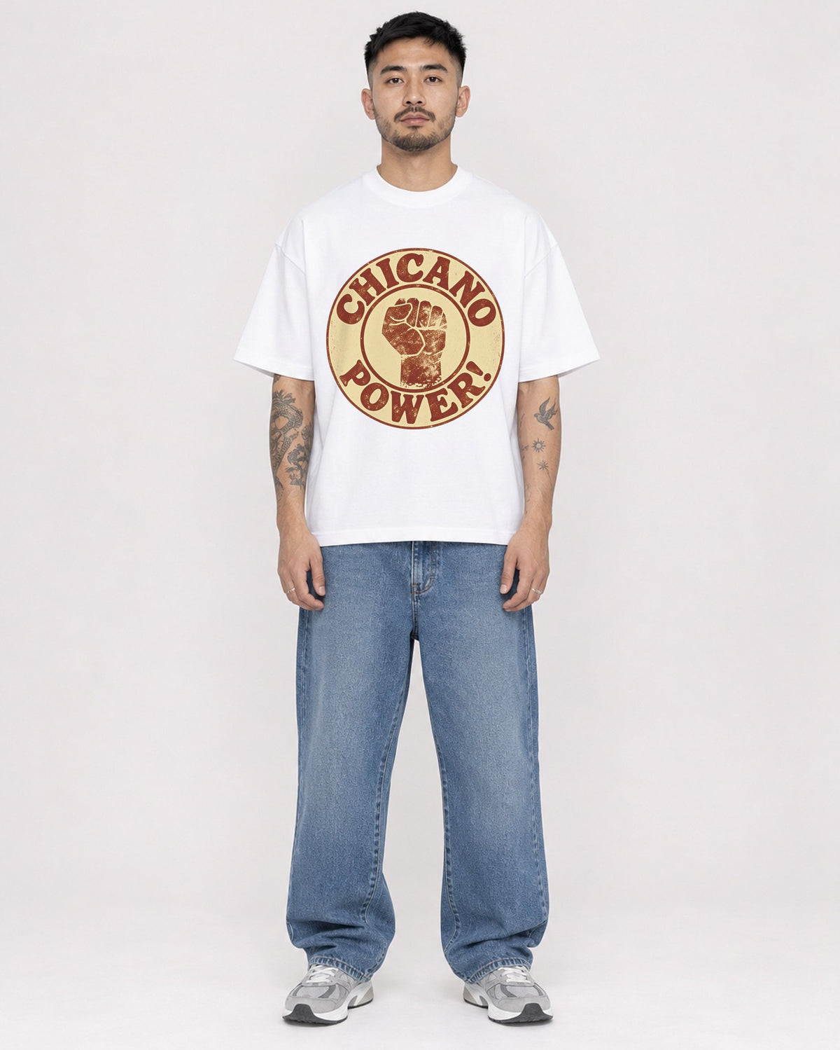 Mockup Boxy Heavyweight Tee White male full-body 12