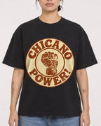 Mockup Boxy Heavyweight Tee Black female close-up 12