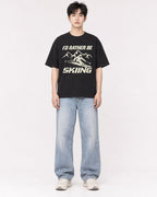 Mockup Boxy Heavyweight Tee Black male full-body 01