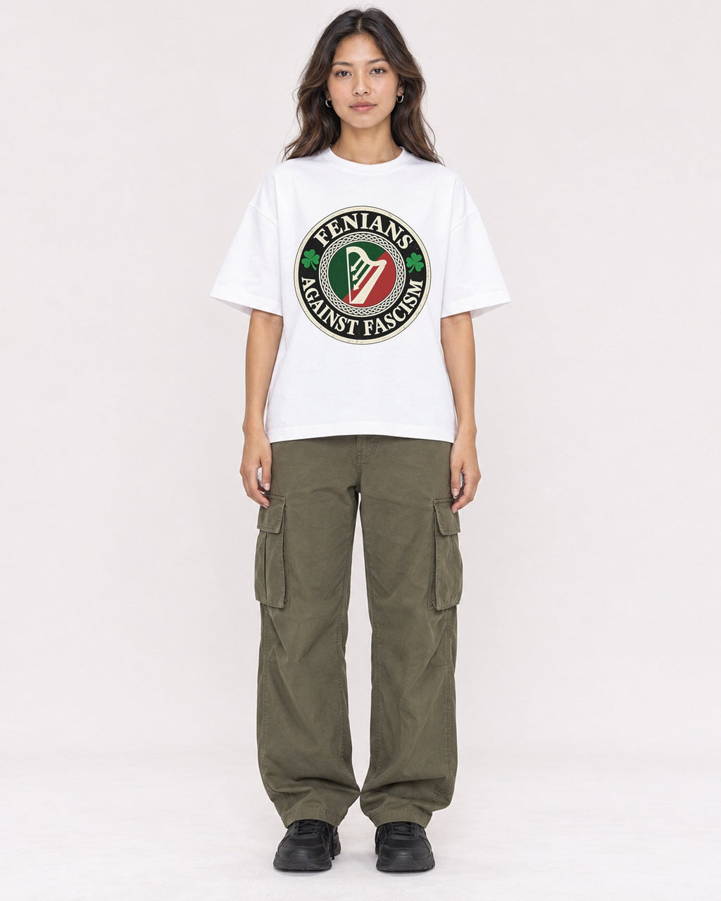 Mockup Boxy Heavyweight Tee White female full-body 02