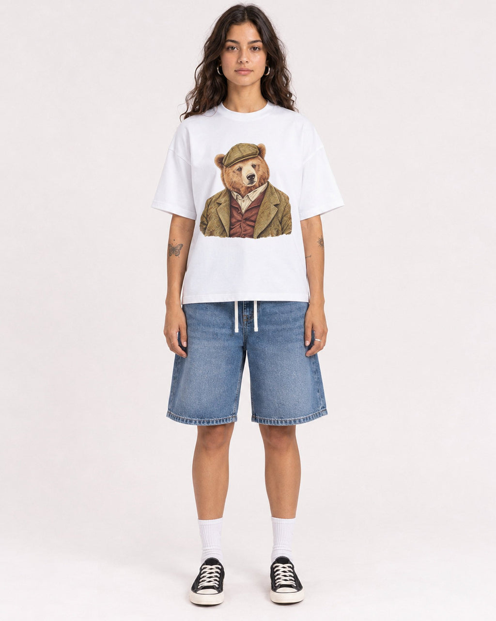 Mockup Boxy Heavyweight Tee White female full-body 06