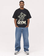 Mockup Boxy Heavyweight Tee Black male full-body 14