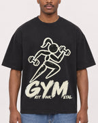 Mockup Boxy Heavyweight Tee Black male close-up 14