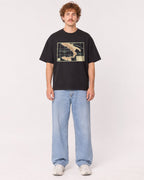 Mockup Boxy Heavyweight Tee Black male full-body 09