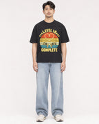 Mockup Boxy Heavyweight Tee Black male full-body 13