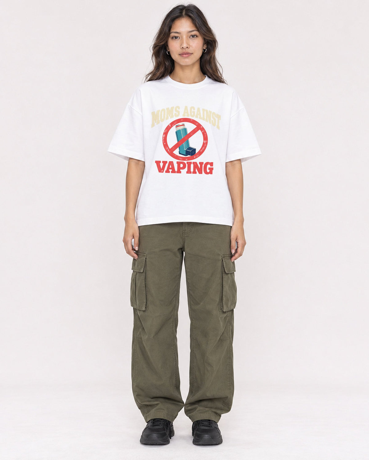 Mockup Boxy Heavyweight Tee White female full-body 02