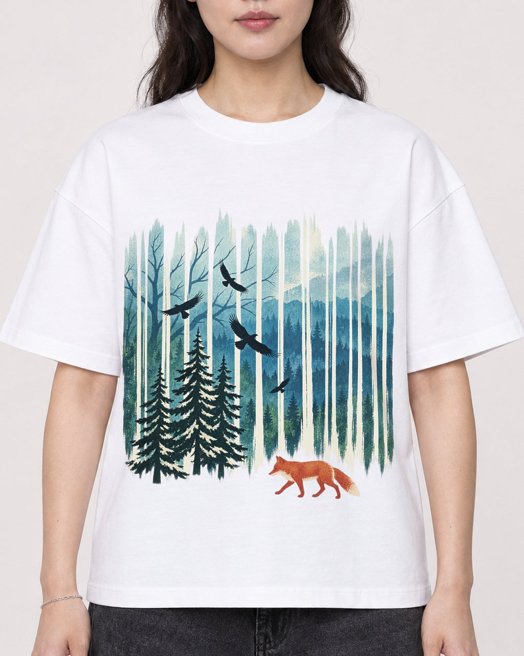 Mockup Boxy Heavyweight Tee White female close-up 03