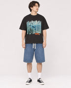 Mockup Boxy Heavyweight Tee Black male full-body 03