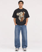 Mockup Boxy Heavyweight Tee Black male full-body 10