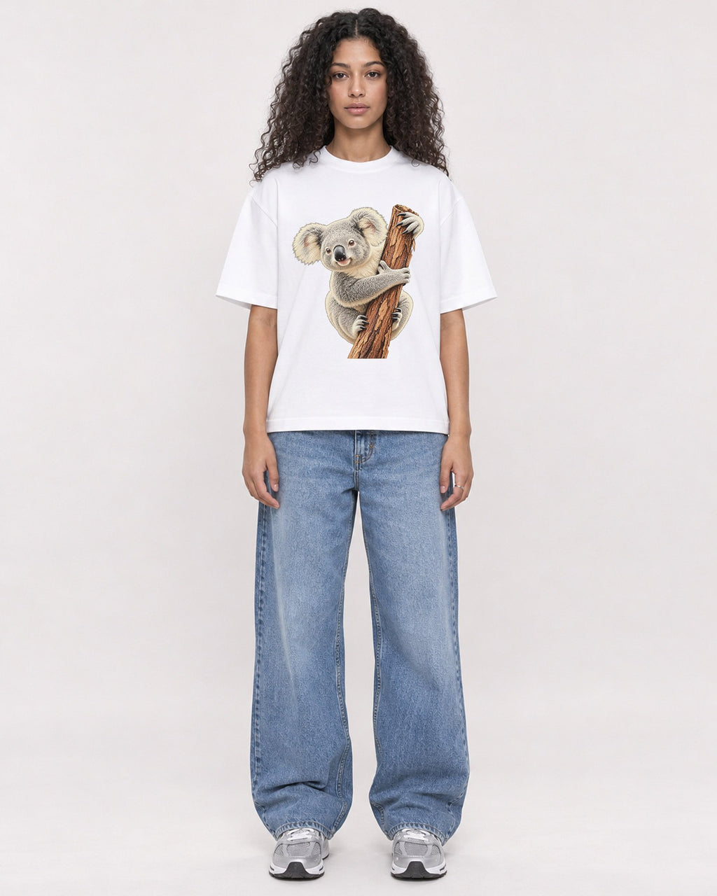 Mockup Boxy Heavyweight Tee White female full-body 10