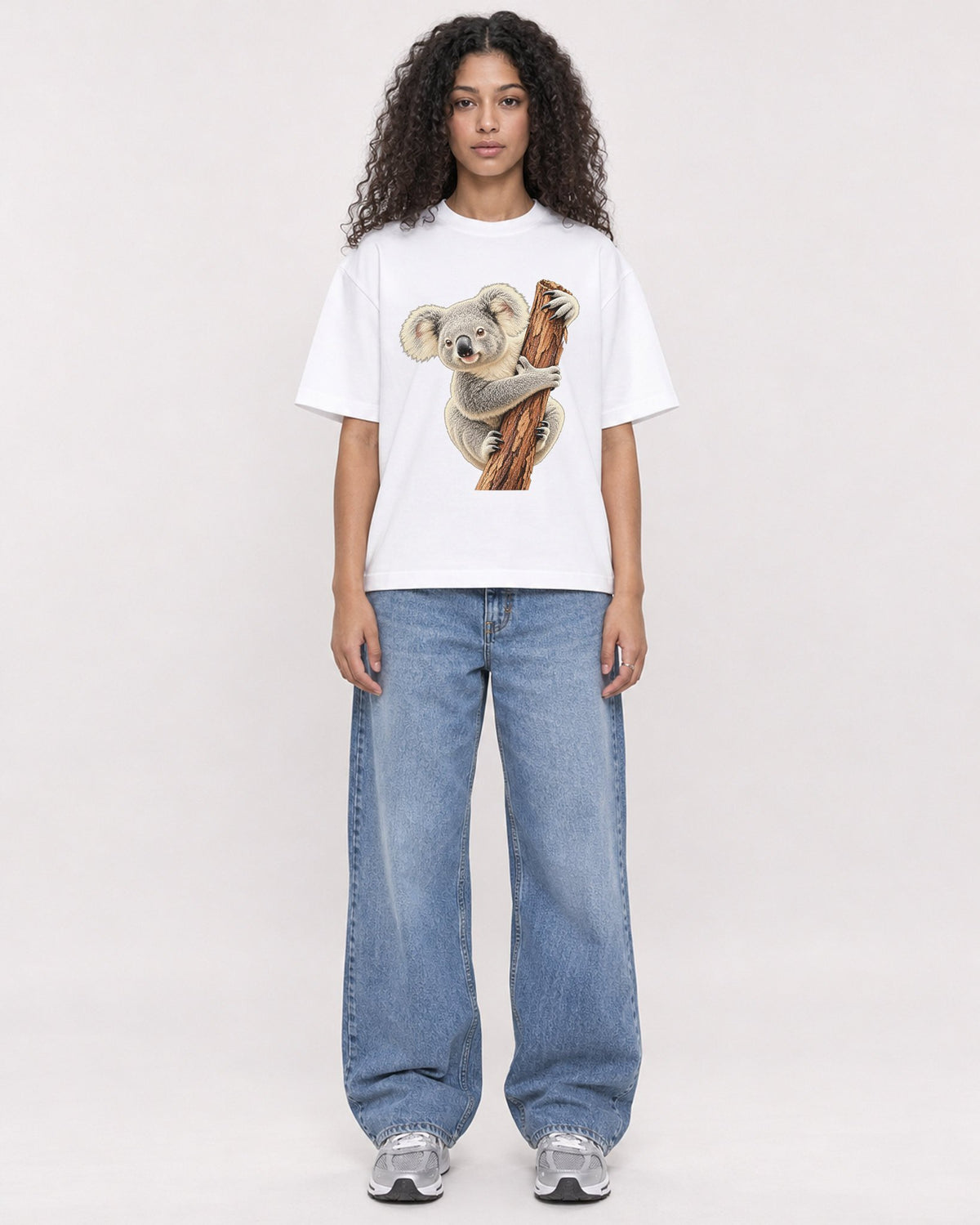 Mockup Boxy Heavyweight Tee White female full-body 10
