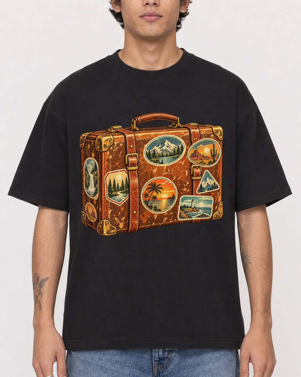 Mockup Boxy Heavyweight Tee Black male close-up 06