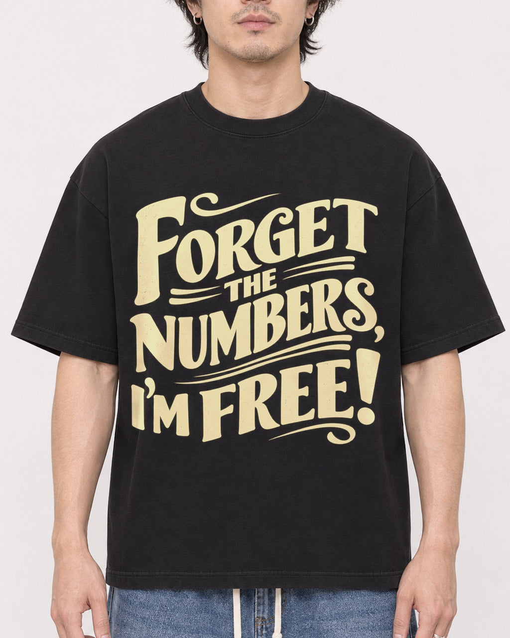 Mockup Boxy Heavyweight Tee Black male close-up 03
