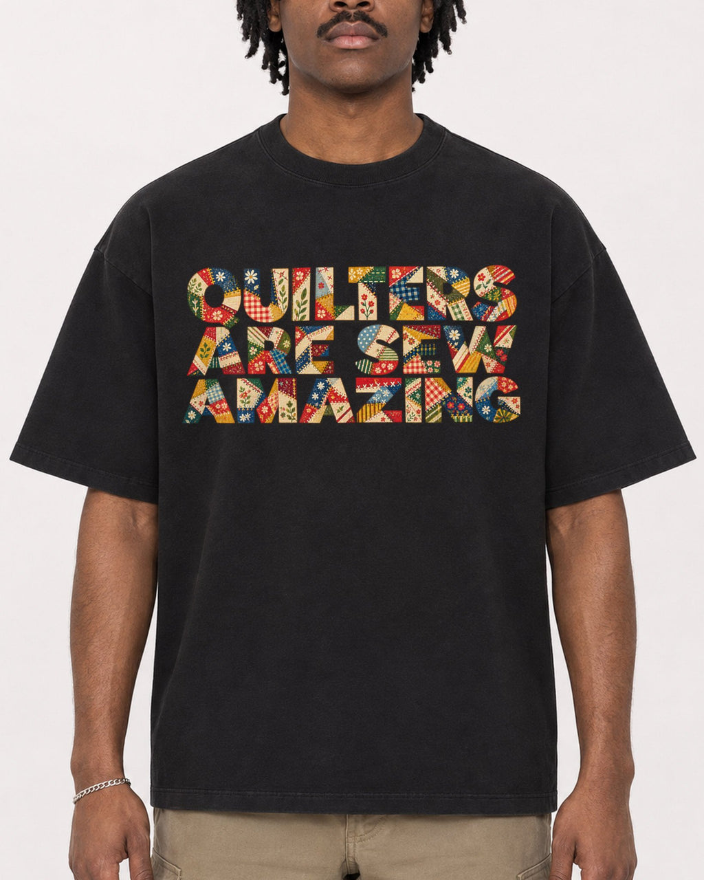 Mockup Boxy Heavyweight Tee Black male close-up 04