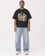 Mockup Boxy Heavyweight Tee Black male full-body 25