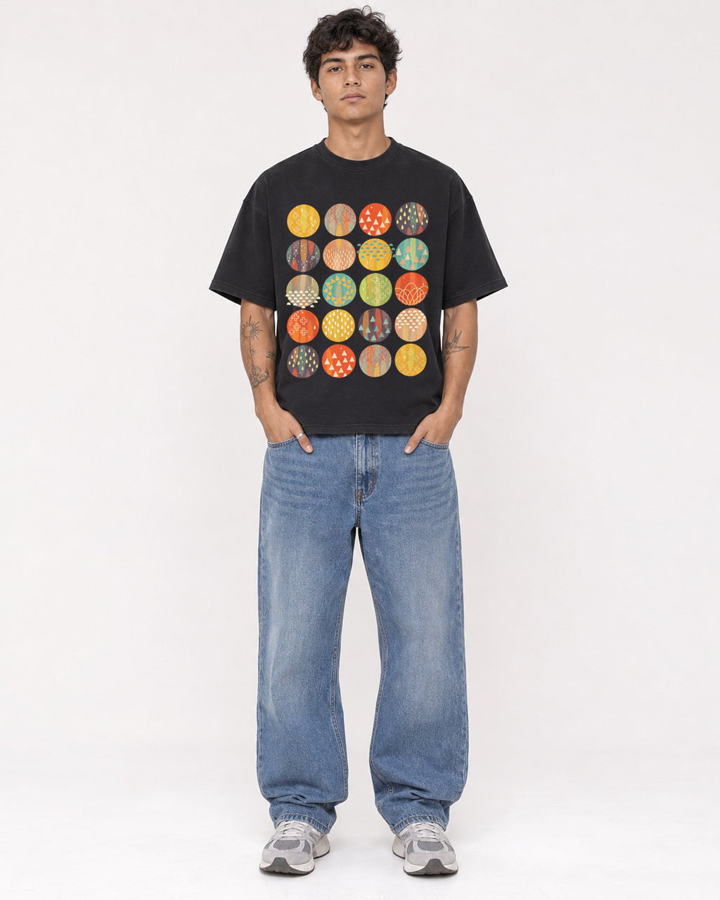 Mockup Boxy Heavyweight Tee Black male full-body 06