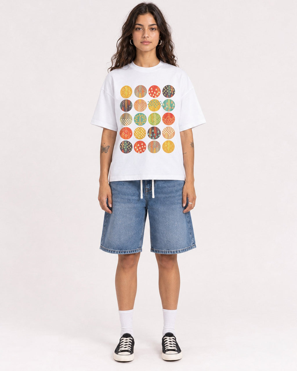 Mockup Boxy Heavyweight Tee White female full-body 06
