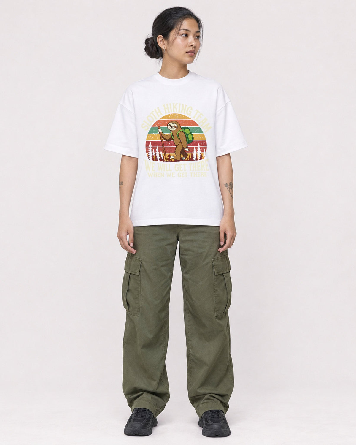 Mockup Boxy Heavyweight Tee White female full-body 12