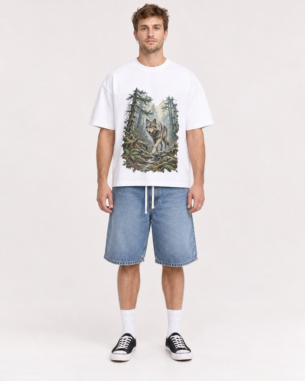 Mockup Boxy Heavyweight Tee White male full-body 08