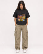 Mockup Boxy Heavyweight Tee Black female full-body 06