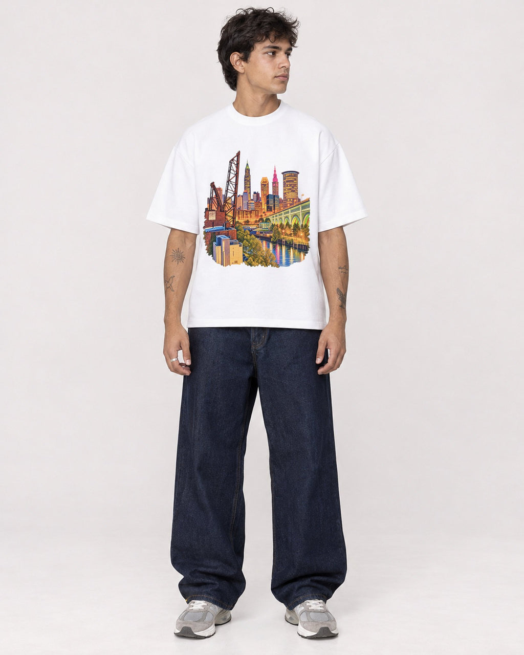 Mockup Boxy Heavyweight Tee White male full-body 06