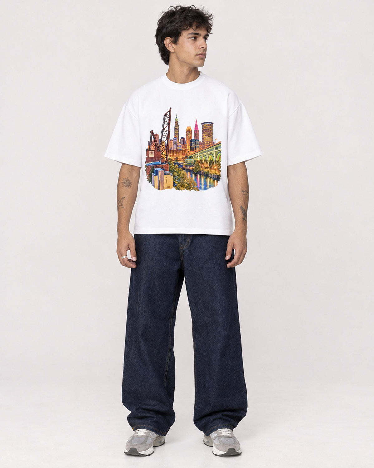 Mockup Boxy Heavyweight Tee White male full-body 06