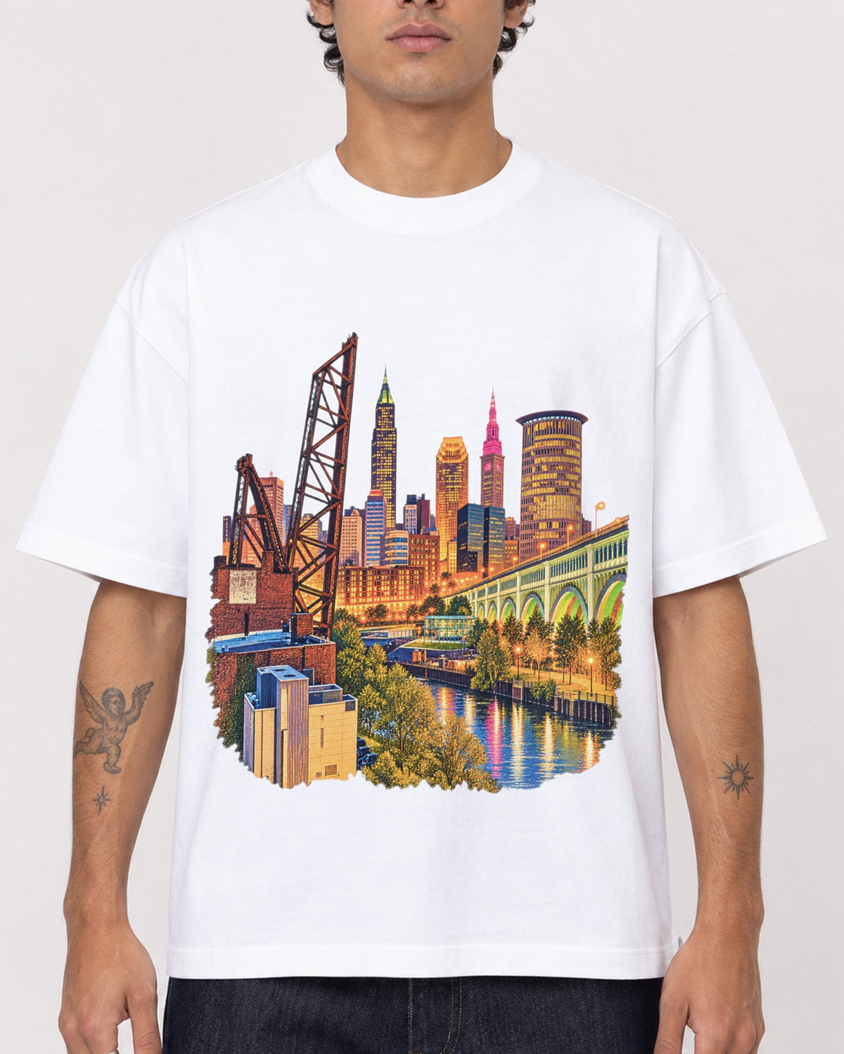 Mockup Boxy Heavyweight Tee White male close-up 06