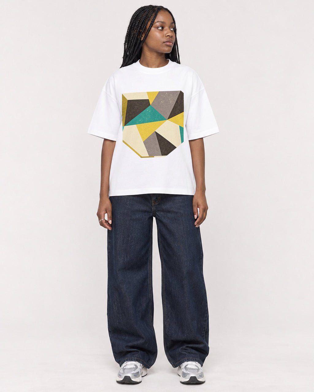 Mockup Boxy Heavyweight Tee White female full-body 04