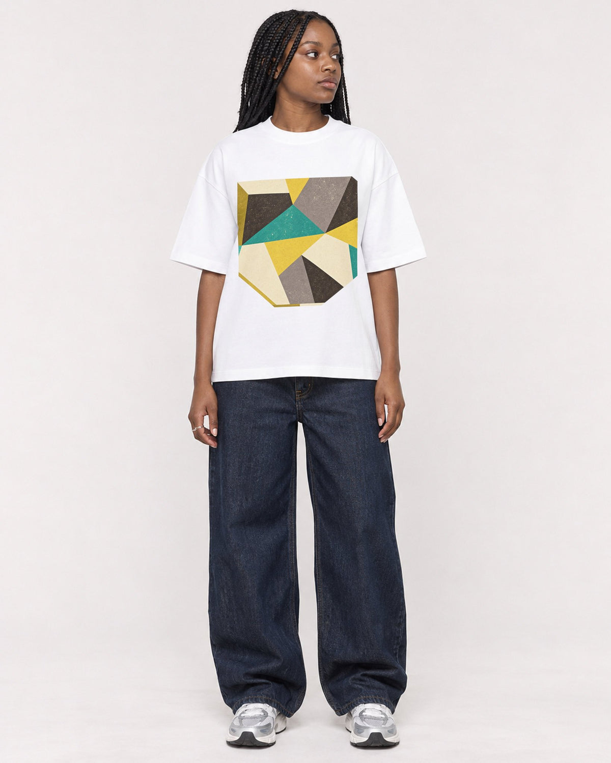 Mockup Boxy Heavyweight Tee White female full-body 04