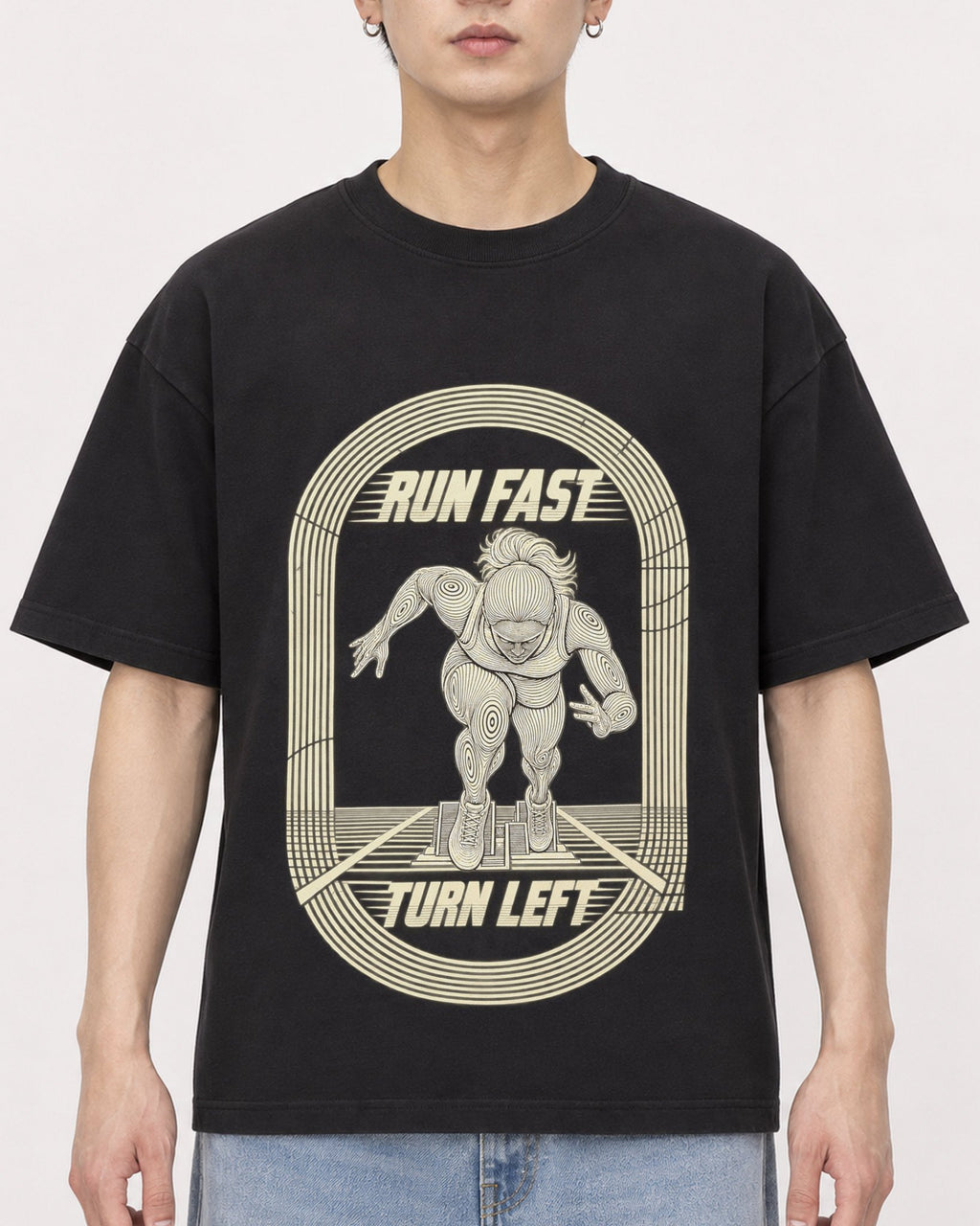 Mockup Boxy Heavyweight Tee Black male close-up 01