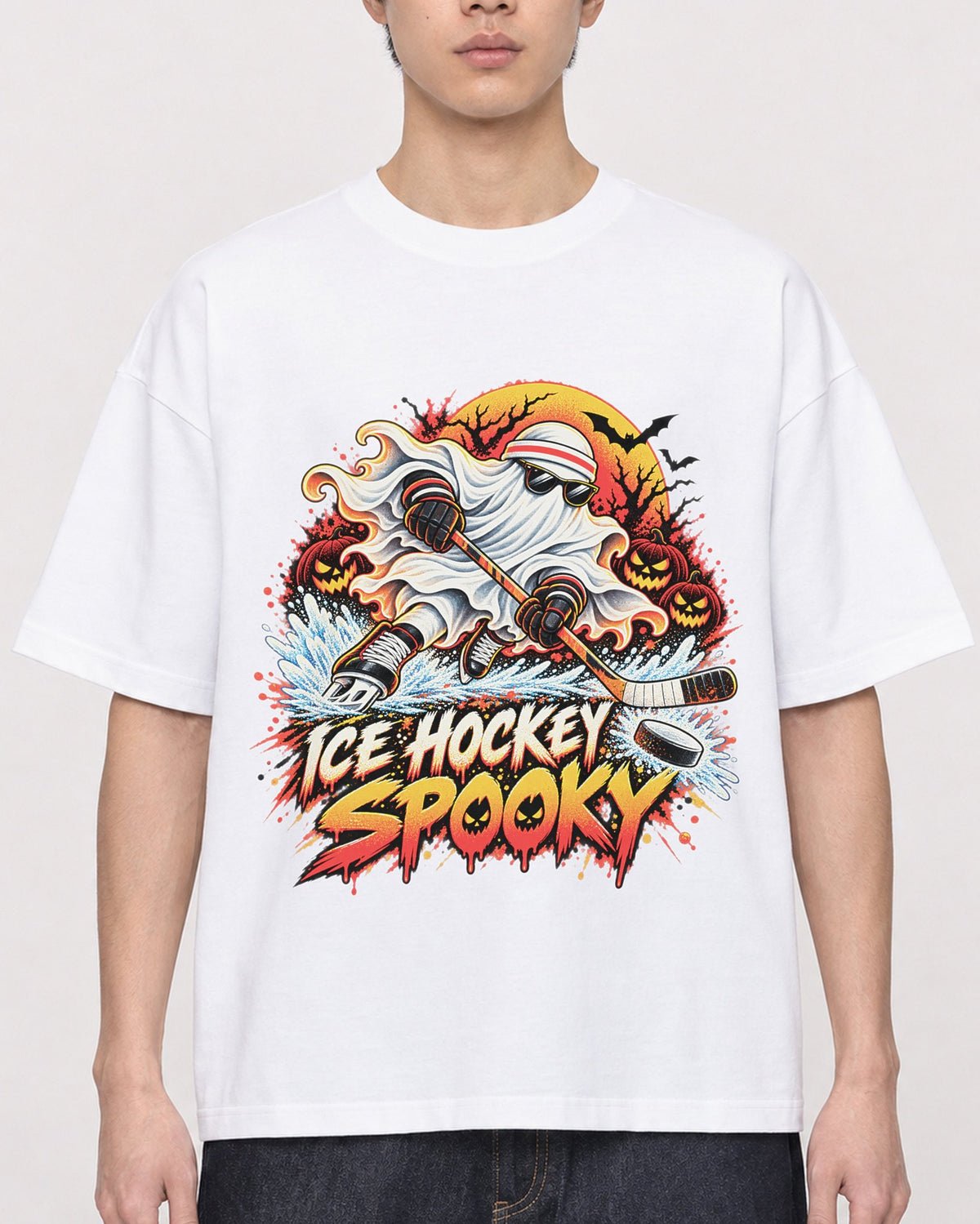 Mockup Boxy Heavyweight Tee White male close-up 01