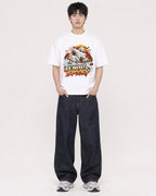 Mockup Boxy Heavyweight Tee White male full-body 01